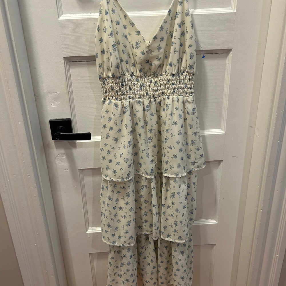 Floral Blue & White Dress